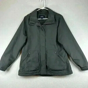 Lands End Outfitter Women’s Gray Hooded Fleece Lined Jacket Size M